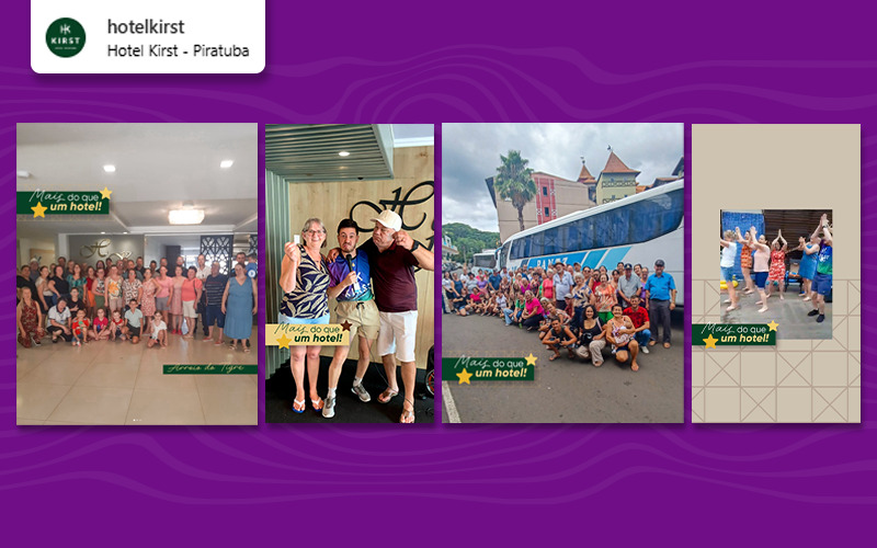 Imagem ilustrativa composta de publicações do Instagram do Hotel Kirst - storytelling corporativo