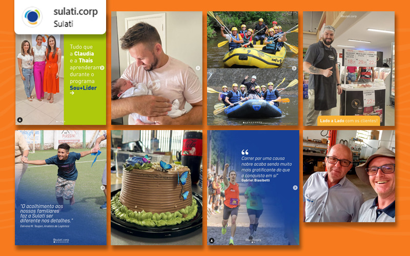 Imagem ilustrativa composta de publicações do instagram e facebook da sulati - storytelling corporativo